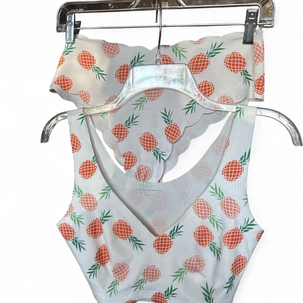 Pineapple Print White seamless Bralette Set